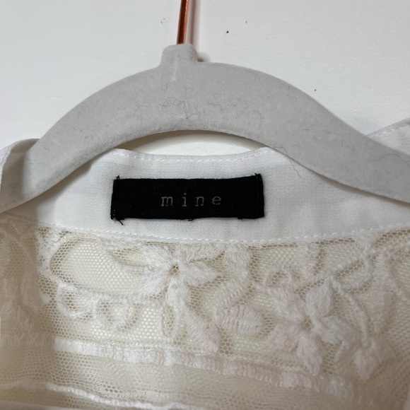 mine Sheer Embroidered Blouse Bridal Honeymoon Lace Front Tie Detail Womens Sz L - Picture 8 of 10